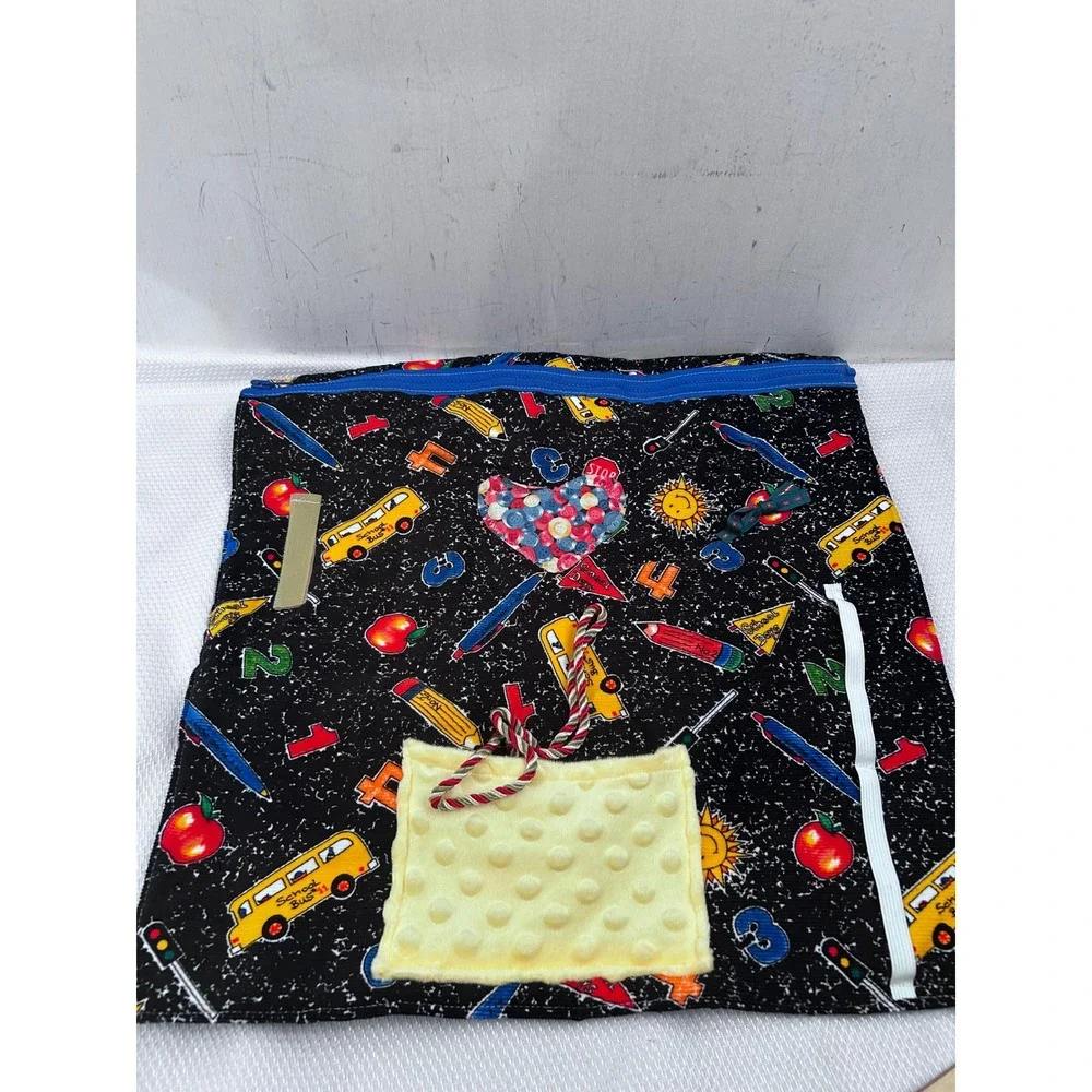 Handmade‎ Sensory Busy Mat 16x16 Multicolor School & Snowman Theme Kids